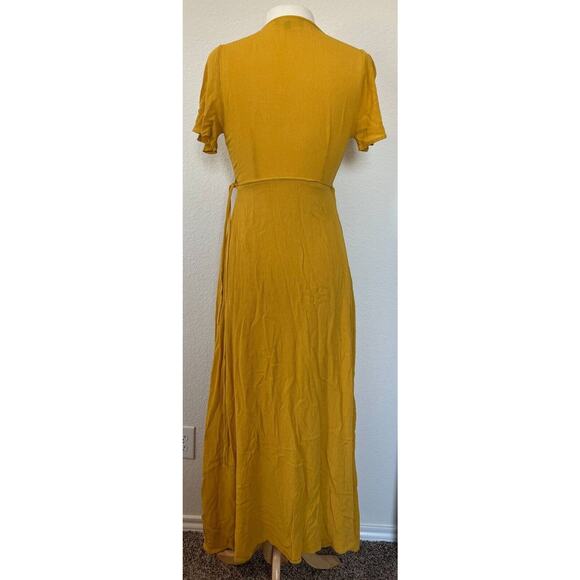 Lulus Much Obliged Wrap Maxi Dress Womens Small Golden Yellow Event Vacation - Picture 6 of 8